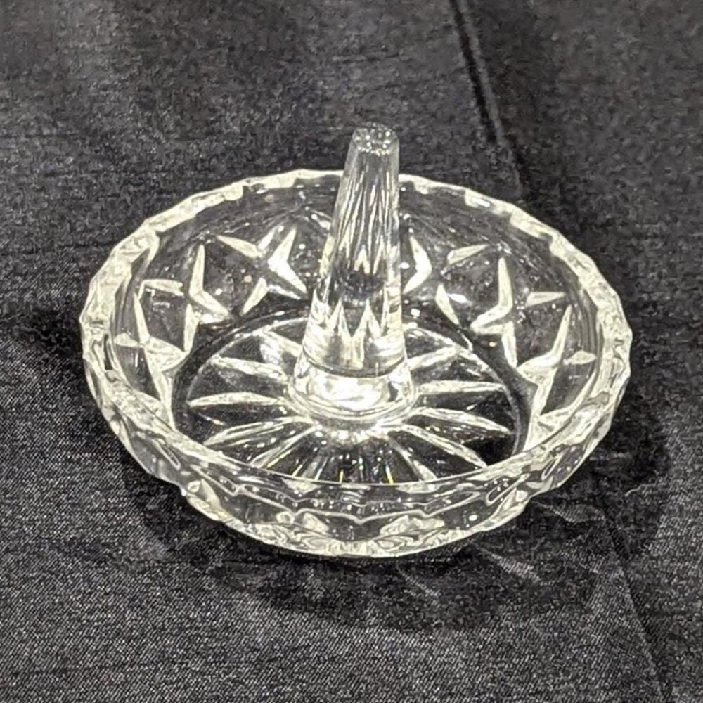 Vtg Hand Cut Crystal Ring Holder Trinket Dish 24% Lead Zajecar Yugoslavia 3"